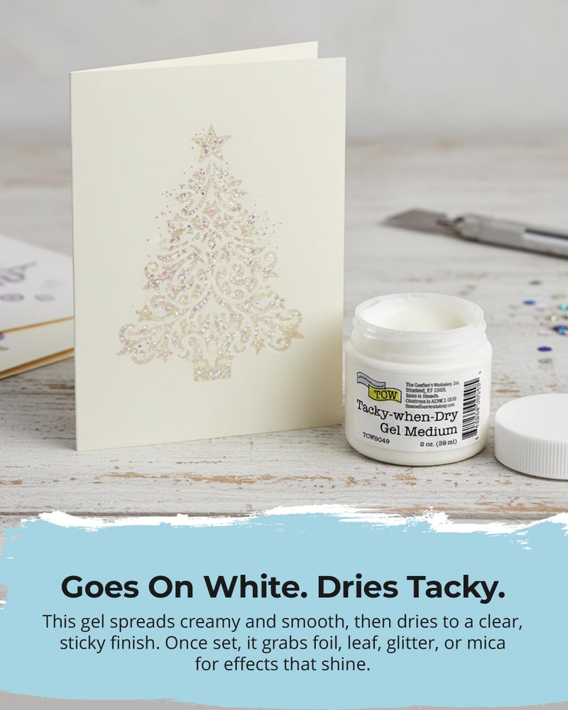 The Crafter's Workshop The Crafterâ€™s Workshop â€“ Tacky-When-Dry Gel Medium, Foil Adhesive for Paper Crafts, Journaling & Mixed Media | Dries Clear & Tacky for Glitter, Gilding & Mica Effects, 2 oz Jar - Image 3